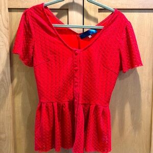 Red peplum top.  Very cute!  Size large, boutique top.  Great condition.
